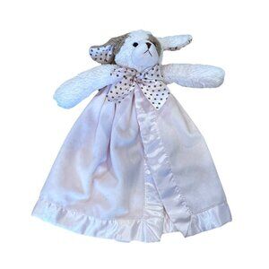 Bearington Baby Pink Puppy Dog Lovey Plush Stuffed Satin Toy Polka Dots 15”